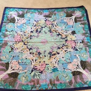 Hermès silk scarf with scarf ring